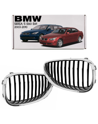BMW SERIA 5 E60 E61 2003-2010 MASCHERINA MASCHERINA RADIATORE DOPPIO RENE CROMATI 51137027062 / 5113