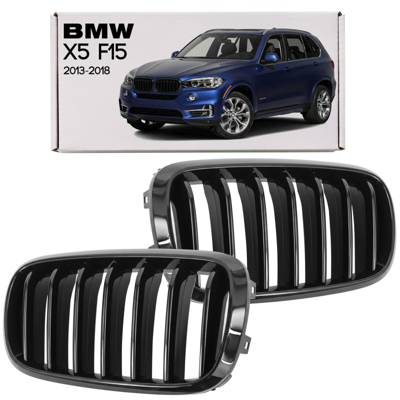 BMW X5 F15 2013-2018 MASCHERINA ANTERIORE MASCHERINA RADIATORE DOPPIO RENE NERO LUCIDO 51712334710 /