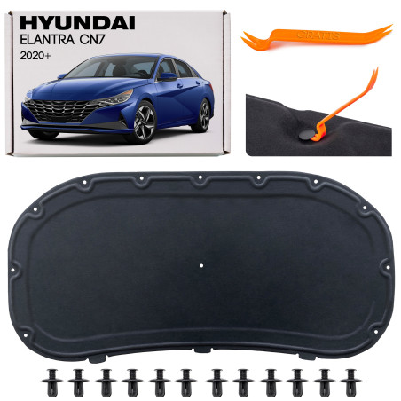 HYUNDAI ELANTRA VII CN7 2020+ PANNELLO FONOASSORBENTE COFANO CON KIT CLIP 81125AA000 (Cod. AP-7A7F-3