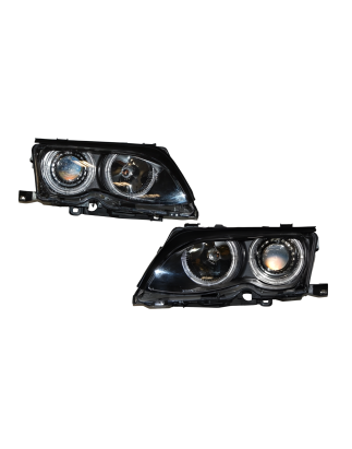 Fari Anteriori Angel Eyes BMW E46 '02/'05 4P. Elect. Black (Cod. E-FAB0029)