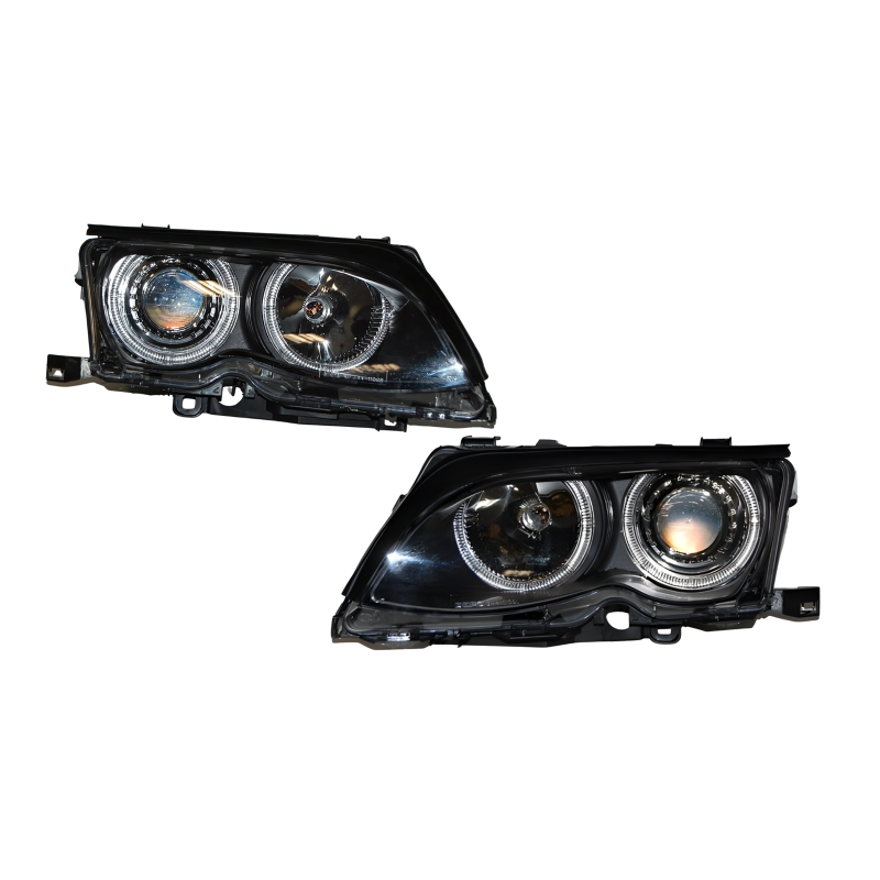 Fari Anteriori Angel Eyes BMW E46 '02/'05 4P. Elect. Black (Cod. E-FAB0029)
