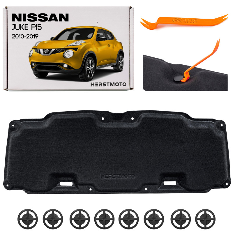 NISSAN JUKE E F15 2010-2019 PANNELLO FONOASSORBENTE COFANO CON CLIP 658401KK0B (Cod. AP-0D63-84646_A