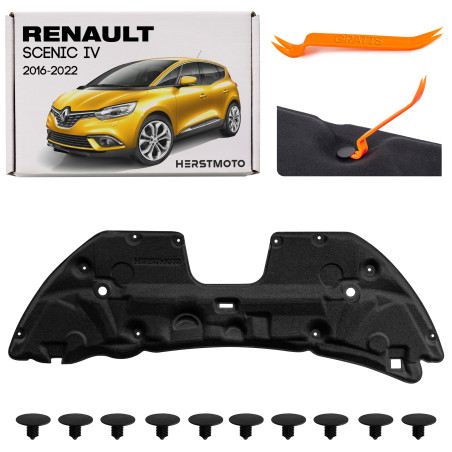 RENAULT SCENIC IV 2016-2022 PANNELLO FONOASSORBENTE COFANO CON KIT CLIP 658408772R (Cod. AP-690B-894