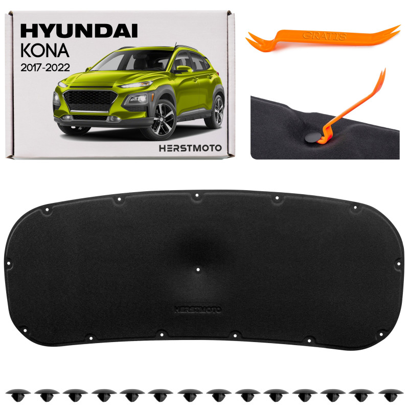 HYUNDAI KONA E 2017-2022 PANNELLO FONOASSORBENTE COFANO CON KIT CLIP 81125J9000 (Cod. AP-9DD9-23085_