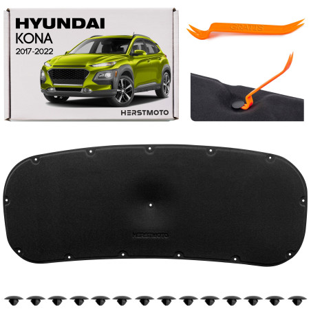 HYUNDAI KONA E 2017-2022 PANNELLO FONOASSORBENTE COFANO CON KIT CLIP 81125J9000 (Cod. AP-9DD9-23085_