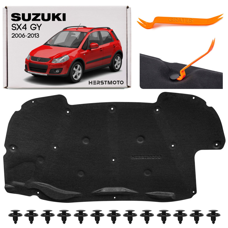 SUZUKI SX4 E GY 2006-2013 PANNELLO FONOASSORBENTE COFANO CON KIT CLIP 7244079J12 (Cod. AP-6D7E-4745B