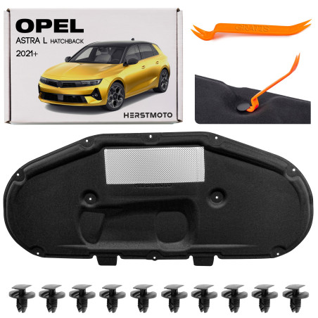 OPEL ASTRA L 2021+ HATCHBACK PANNELLO FONOASSORBENTE COFANO CON KIT CLIP 9838542480 (Cod. AP-5479-27