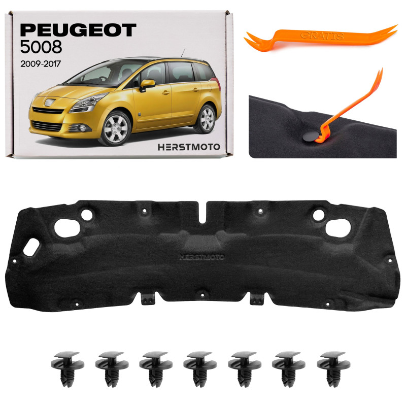 PEUGEOT 5008 E 2009-2017 PANNELLO FONOASSORBENTE COFANO CON KIT CLIP 7979L2 (Cod. AP-C0AF-726AB_A4x4