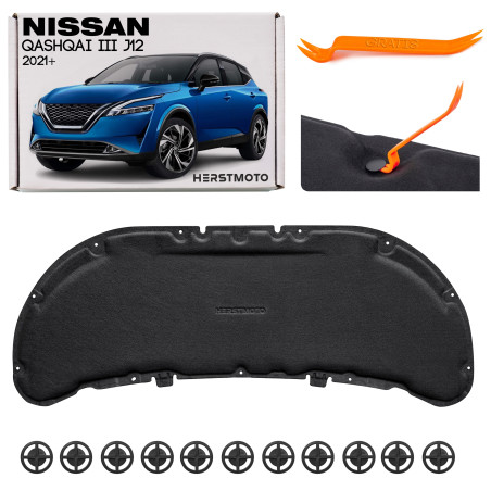 NISSAN QASHQAI III J12 2021+ PANNELLO FONOASSORBENTE COFANO CON KIT CLIP 65840-6UA0A (Cod. AP-2B95-3