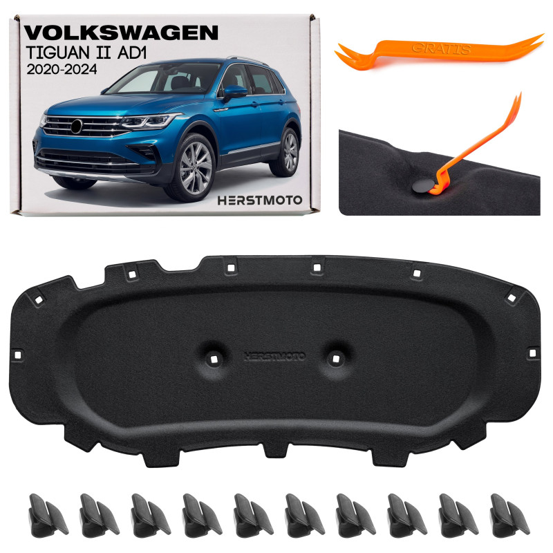 VOLKSWAGEN TIGUAN II AD1 2020-2024 RESTYLING PANNELLO FONOASSORBENTE COFANO CON KIT CLIP 5NG863831 (