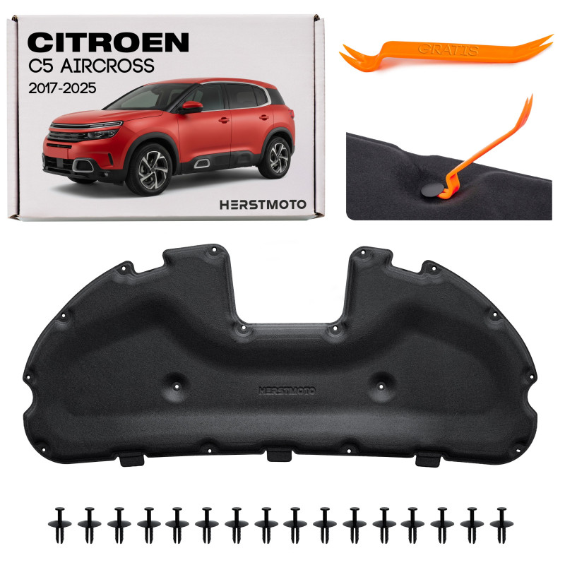 CITROEN C5 AIRCROSS E 2017-2025 PANNELLO FONOASSORBENTE COFANO CON KIT CLIP 9825663480 (Cod. AP-EF0B