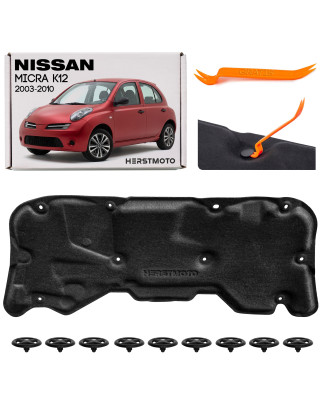 NISSAN MICRA III K12 2003-2010 PANNELLO FONOASSORBENTE COFANO CON KIT CLIP 65840-AX610 (Cod. AP-C03C
