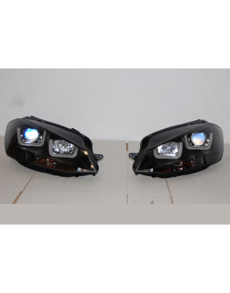 Fari Day Light Volkswagen Golf 7 Black (Cod. E-FAW127)