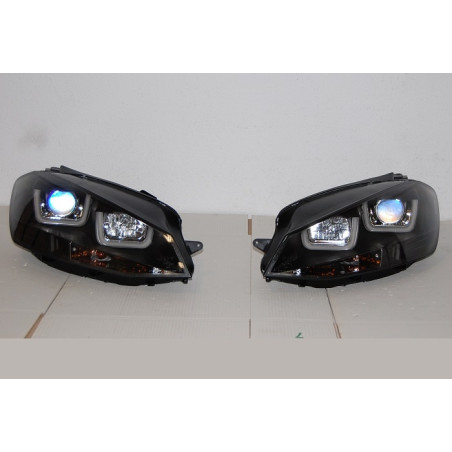 Fari Day Light Volkswagen Golf 7 Black (Cod. E-FAW127)