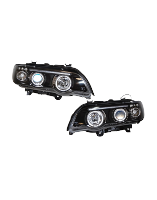 Fari Anteriori Angel Eyes BMW X5 '01 Black Elect. (Cod. E-FAB0037)