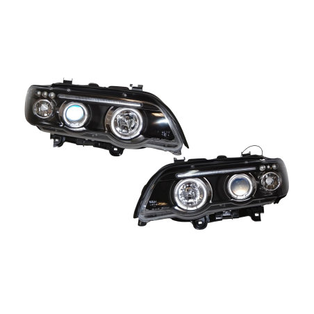 Fari Anteriori Angel Eyes BMW X5 '01 Black Elect. (Cod. E-FAB0037)