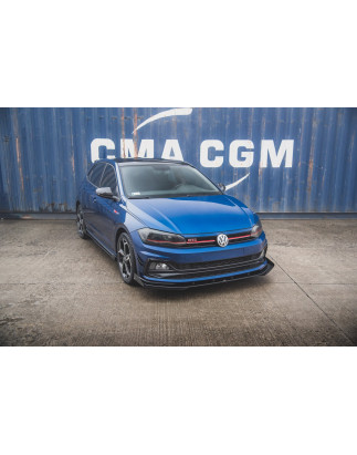 SPLITTER ANTERIORE street pro + Flaps Volkswagen Polo GTI Mk6 (Cod. M-VWPO6GTICNC-FD3B+FSF1G)