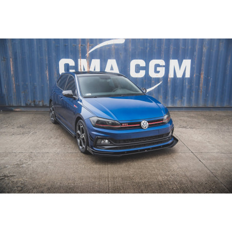 SPLITTER ANTERIORE street pro + Flaps Volkswagen Polo GTI Mk6 (Cod. M-VWPO6GTICNC-FD3B+FSF1G)