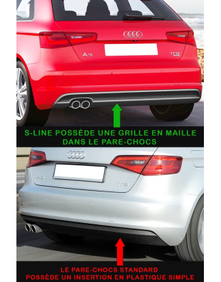 Diffusore posteriore Audi A3 8V S-Line S3 (2013-2016) (Cod. C-C-L-CSP0029)