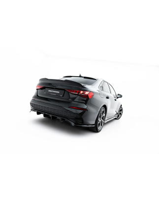 Splitter posteriore (con barre verticali) adatto a Audi A3 Sedan 8Y Facelift (Cod. M-AU-A3-8YF-S-RD1