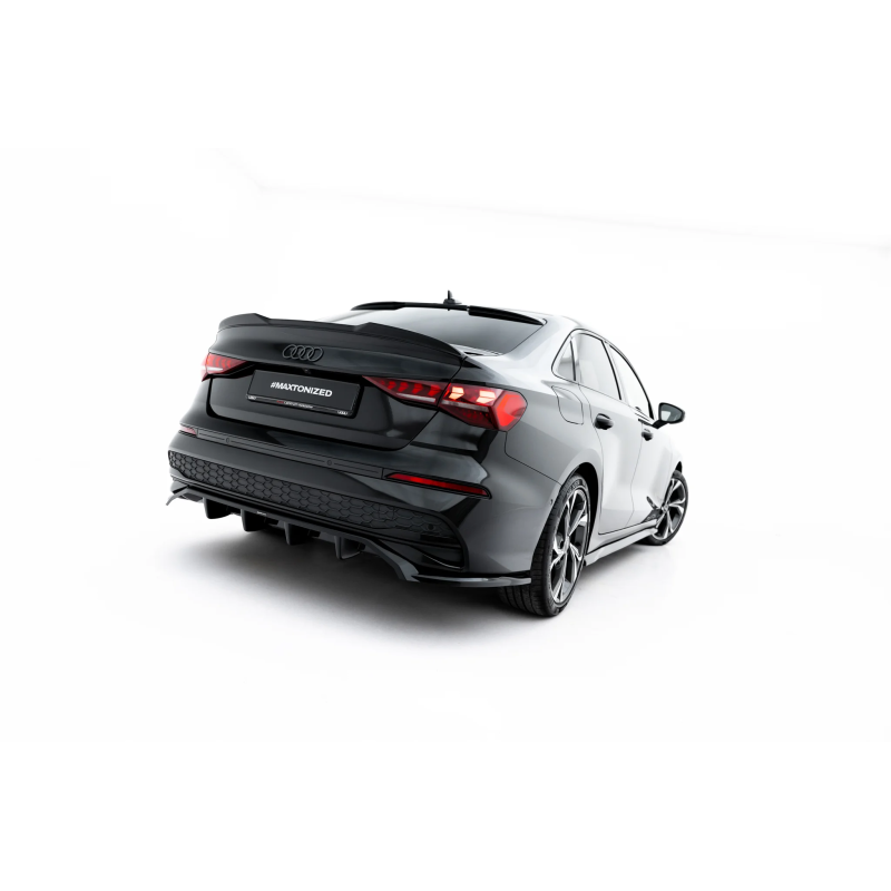 Splitter posteriore (con barre verticali) adatto a Audi A3 Sedan 8Y Facelift (Cod. M-AU-A3-8YF-S-RD1