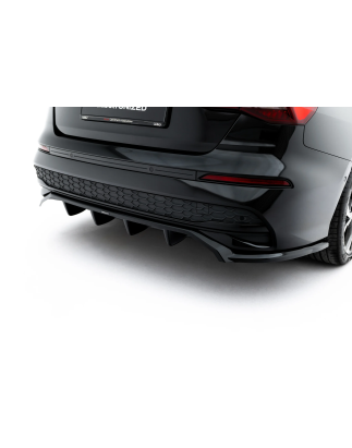 Splitter posteriore (con barre verticali) adatto a Audi A3 Sedan 8Y Facelift (Cod. M-AU-A3-8YF-S-RD1