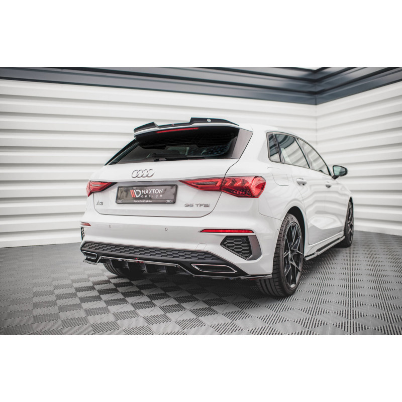 Splitter posteriore (con barre verticali) Audi A3 S-Line Sportback 8Y (Cod. M-AU-A3-8Y-SLINE-RD1G+RD