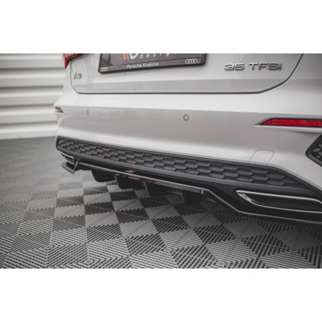 Splitter posteriore (con barre verticali) Audi A3 S-Line Sportback 8Y (Cod. M-AU-A3-8Y-SLINE-RD1G+RD