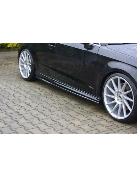 Diffusori minigonne Audi S3 / A3 S-Line 8V / 8V FL Hatchback nero lucido (Cod. M-AU-S3-3-3D-SD1G) M-AU-S3-3-3D-SD1G