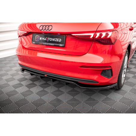 Splitter posteriore (con barre verticali) Audi A3 Sportback 8Y (Cod. M-AU-A3-8Y-RD1G+RD2G)
