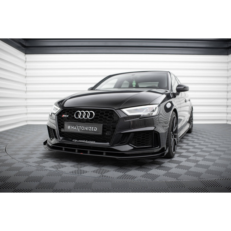 SPLITTER ANTERIORE street pro V.1 + Flaps Audi RS3 berlina 8V Facelift (Cod. M-AURS38VFSCNC-FD1B+FSF