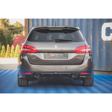 Sottoparaurti posteriore + scarico Ends Imitation Peugeot 308 SW Mk2  (Cod. M-PE-308-2F-SW-RS1G+BLAC