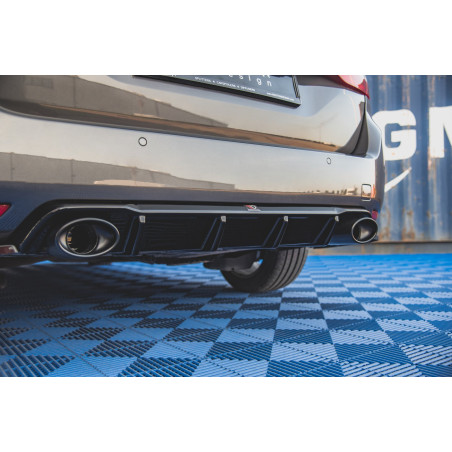 Sottoparaurti posteriore + scarico Ends Imitation Peugeot 308 SW Mk2  (Cod. M-PE-308-2F-SW-RS1G+BLAC