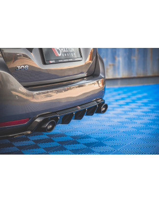 Sottoparaurti posteriore + scarico Ends Imitation Peugeot 308 SW Mk2  (Cod. M-PE-308-2F-SW-RS1G+BLAC