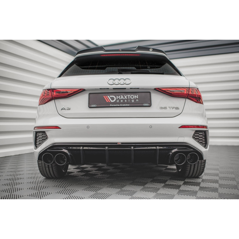 Sottoparaurti posteriore + scarico Ends Imitation Audi A3 S-Line Sportback 8Y (Cod. M-AU-A3-8Y-SLINE