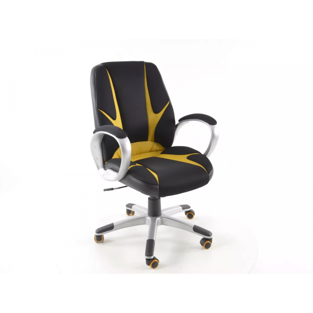 FK sedile sportivo sedia girevole da ufficio Oakland nero / giallo sedia direzionale sedia girevole FK-FKRSE14003