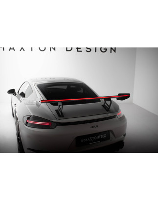 Spoiler in carbonio  V.2 + LED Porsche 718 Cayman 982c (Cod. M-CF-PO-CA-718-GTS-WING5-INT-245-P+LED-