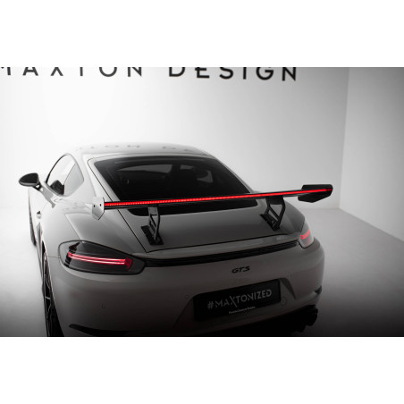Spoiler in carbonio  V.2 + LED Porsche 718 Cayman 982c (Cod. M-CF-PO-CA-718-GTS-WING5-INT-245-P+LED-