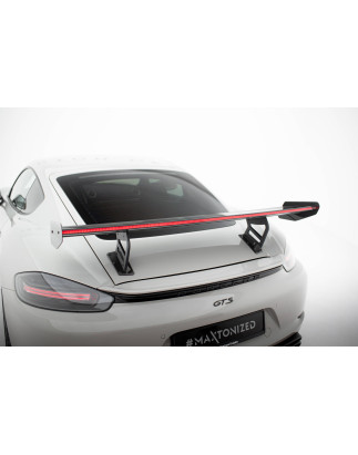 Spoiler in carbonio  V.2 + LED Porsche 718 Cayman 982c (Cod. M-CF-PO-CA-718-GTS-WING5-INT-245-P+LED-