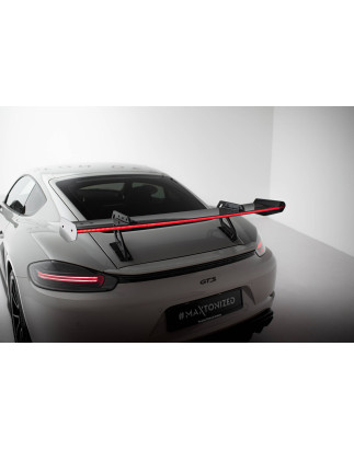 Spoiler in carbonio con supporto superiore V.1 + LED Porsche 718 Cayman 982c (Cod. M-CF-PO-CA-718-GT