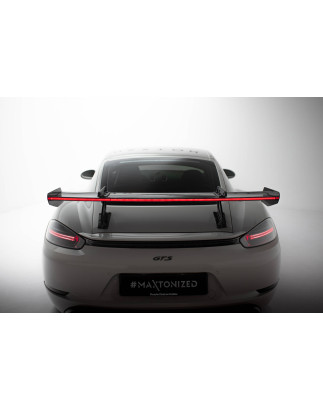 Spoiler in carbonio con supporto superiore V.1 + LED Porsche 718 Cayman 982c (Cod. M-CF-PO-CA-718-GT