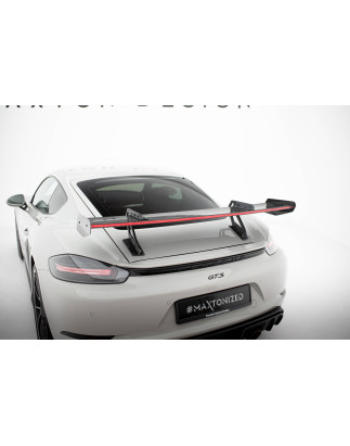 Spoiler in carbonio con supporto superiore V.1 + LED Porsche 718 Cayman 982c (Cod. M-CF-PO-CA-718-GT