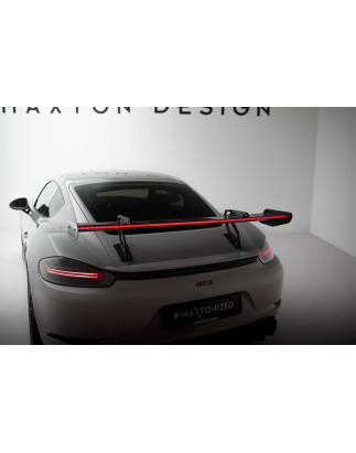 Spoiler in carbonio con supporto superiore V.2 + LED Porsche 718 Cayman 982c (Cod. M-CF-PO-CA-718-GT