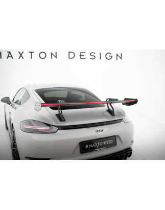 Spoiler in carbonio con supporto superiore V.2 + LED Porsche 718 Cayman 982c (Cod. M-CF-PO-CA-718-GT