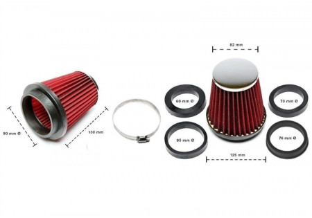 filtro aria sportivo diam. 90mm rosso con copertura cromata universale (Cod. T-EVOPK201) T-EVOPK201