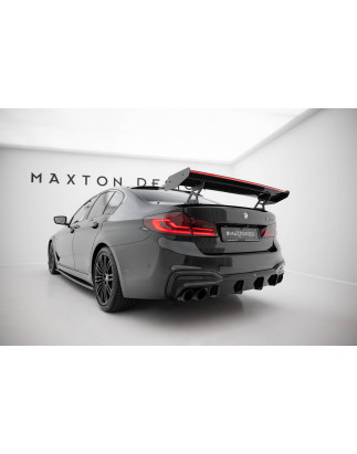Spoiler in carbonio  + LED BMW 5 / M5 berlina G30 / F90 (Cod. M-CF-BM-5-G30-MPACK-WING5-INT-245-P+LE