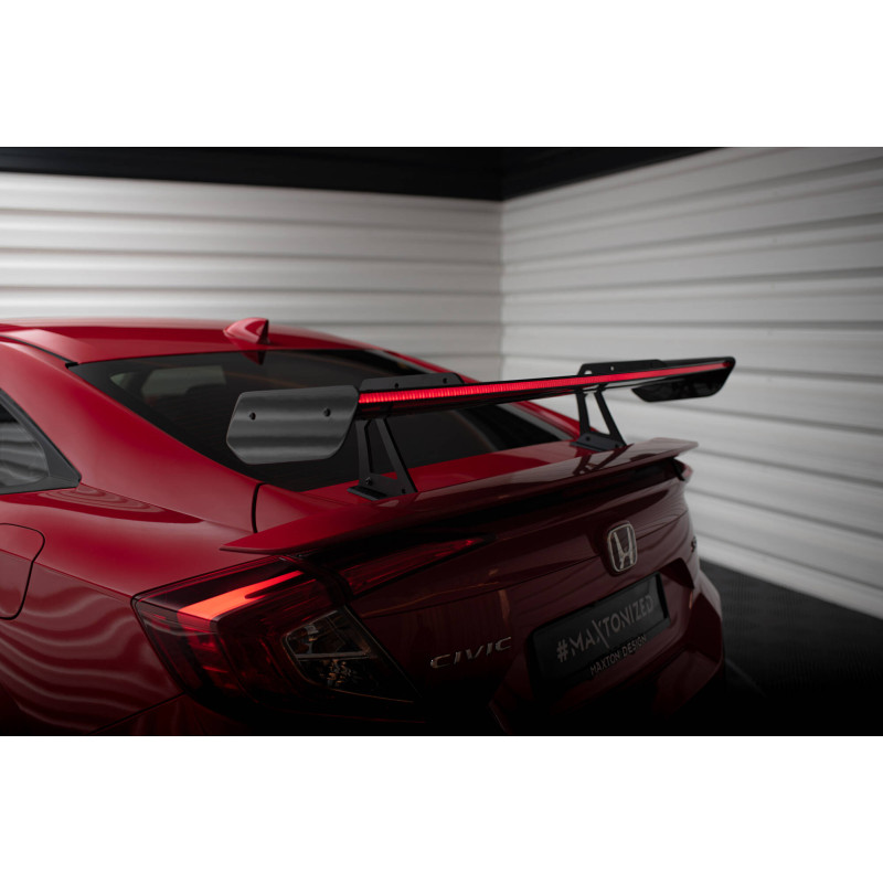 Spoiler in carbonio con supporto superiore + LED Honda Civic SI Mk10 (Cod. M-CF-HO-CI-10-SI-WING5-UP