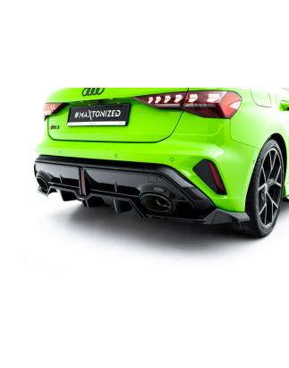 Splitter posteriore (con barre verticali) V.1 Audi RS3 Sportback 8Y Facelift (Cod. M-AU-RS3-8YF-SB-R