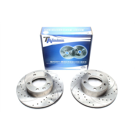 Kit dischi freno anteriori sportivi forati baffati ventilati TA Technix (Cod. T-EVOBS2881P)