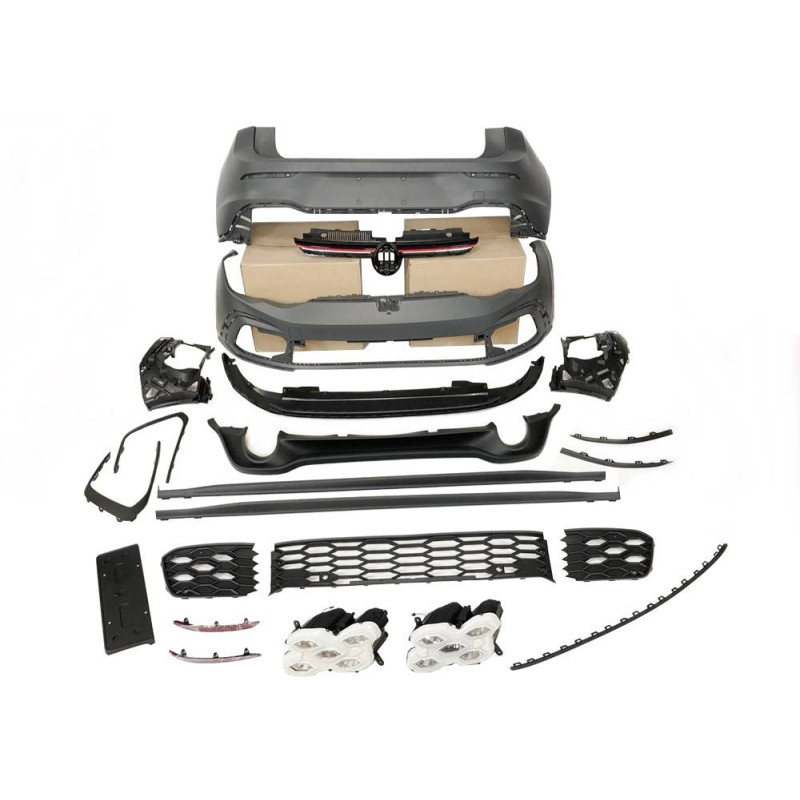 Kit estetico Volkswagen Golf 8  3/5 2019-2023 Porte Look GTI 2 Scarico (Cod. E-TCW7058)